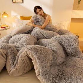 Super Soft Long Fleece Mink Crystal Velvet Thickened Warm Winter Quilt (Option: Silver Grey-100x150cm about3.25kg)