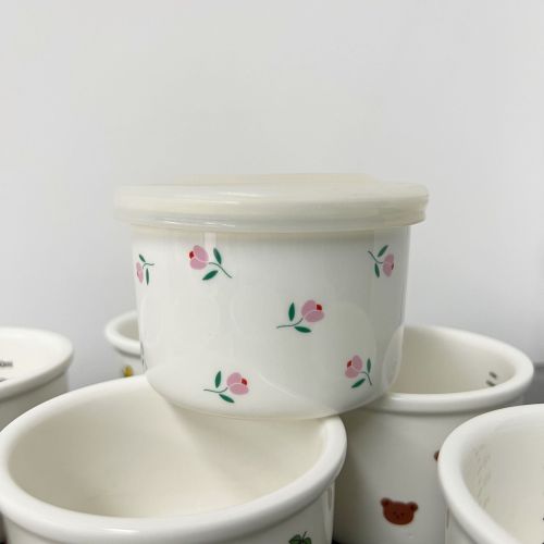Children's Tableware Ceramic Bowl Fresh-keeping Sealing Band Scale
